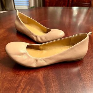 EUC J.Crew Factory Cece Ballet Flats in Nude Leather Size 8.5 M